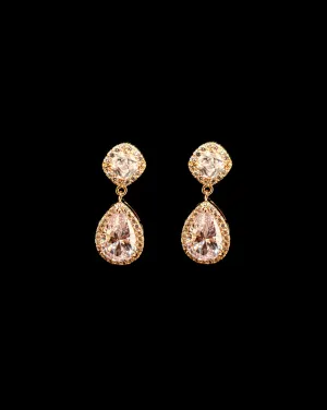 Wedding earrings - small pear drop with halo - Gabriela by Johnny B at Kezani