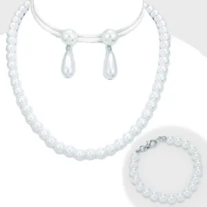 Wedding Jewelry | White Pearl Necklace Set | 203327