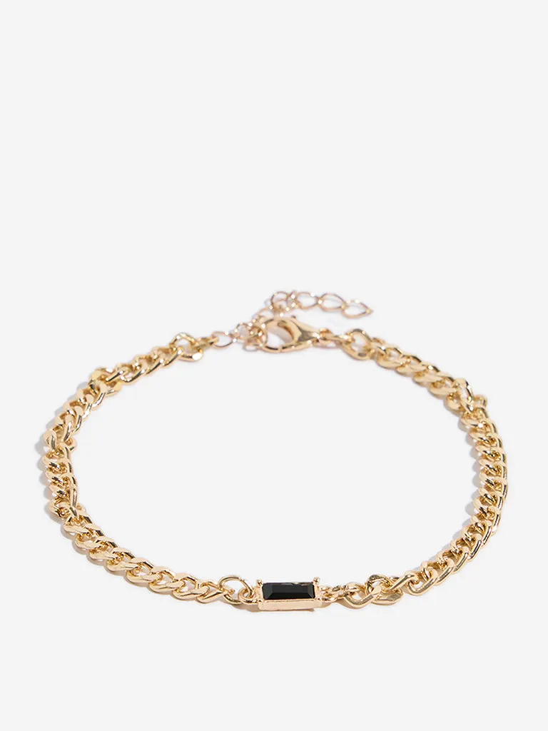 Westside Accessories Black & Gold Charms Bracelet Set - Pack of 4