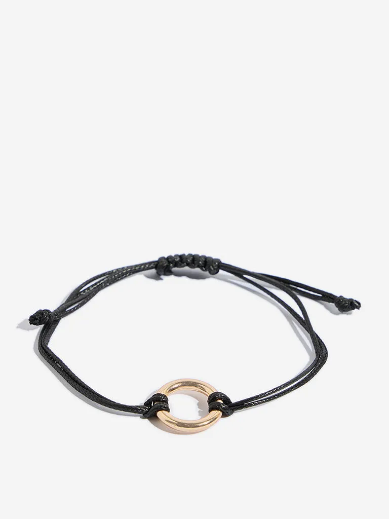 Westside Accessories Black & Gold Charms Bracelet Set - Pack of 4