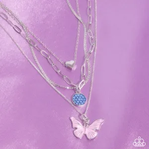 Whimsical Wardrobe - Pink - Butterfly Tiered Paparazzi Short Necklace