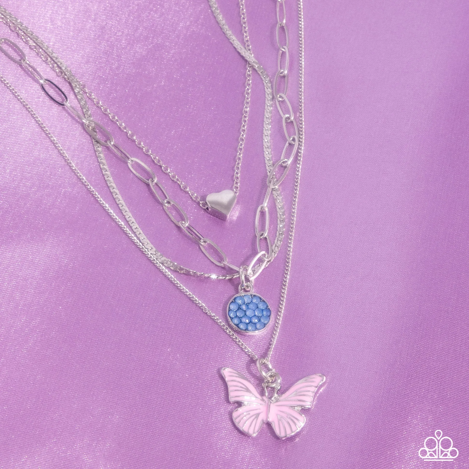 Whimsical Wardrobe - Pink - Butterfly Tiered Paparazzi Short Necklace