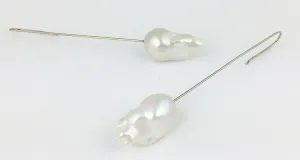 WHITE FIREBALL PEARL EARRINGS