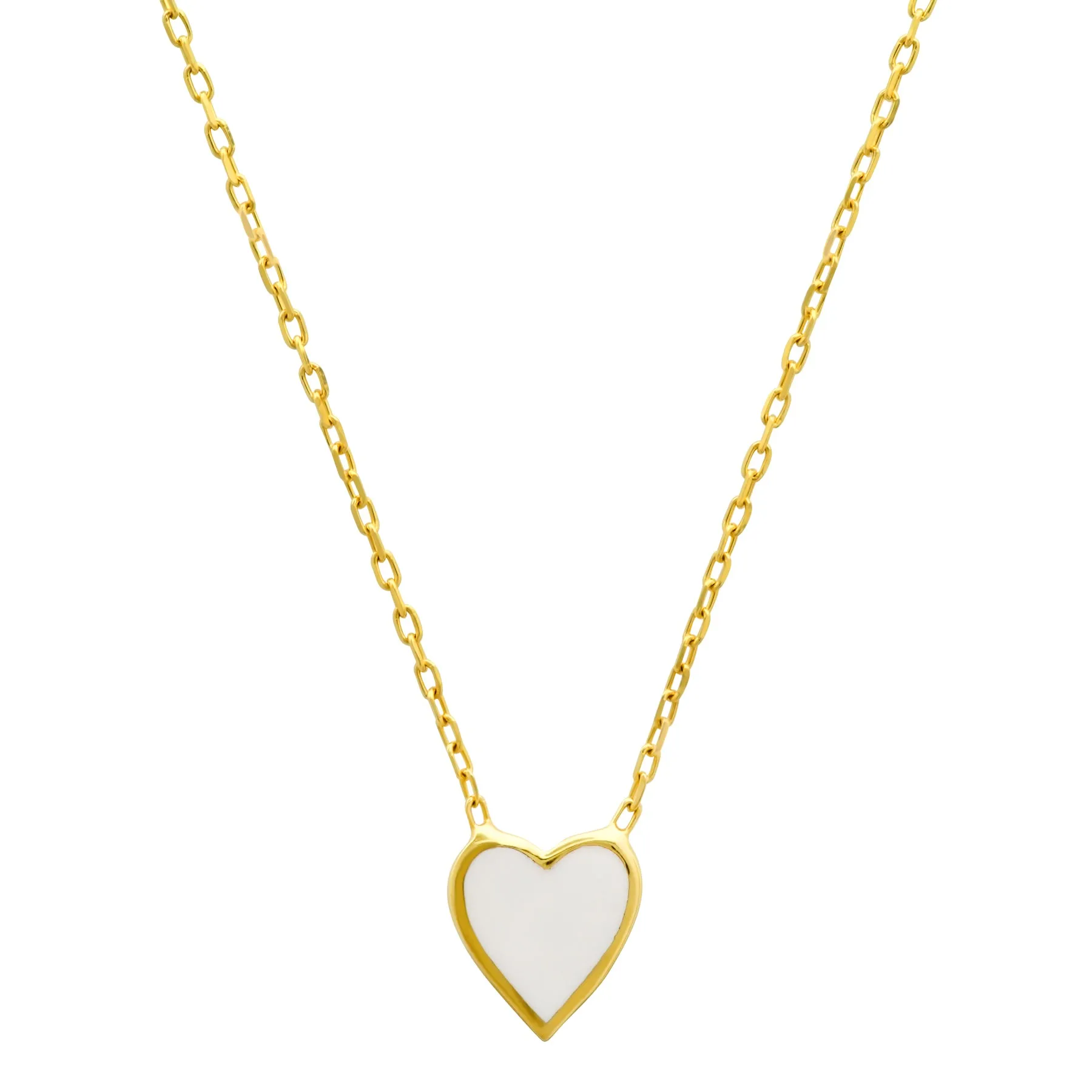 WHITE HEART ENAMEL NECKLACE GOLD