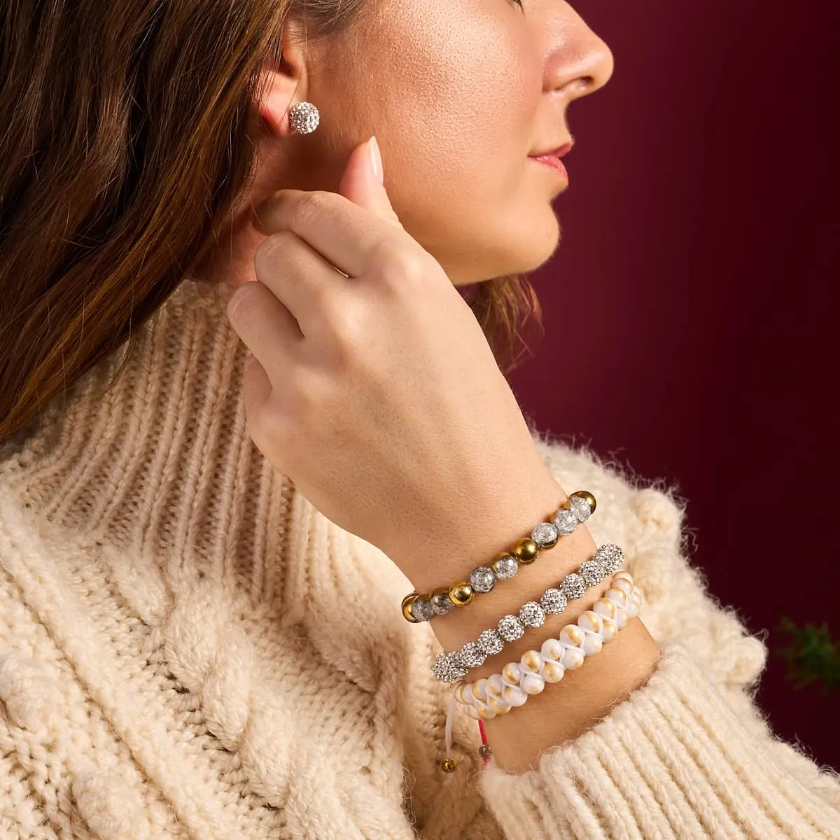Winter White Crystal | Silver x Spectrum | Kikiballa Bracelet