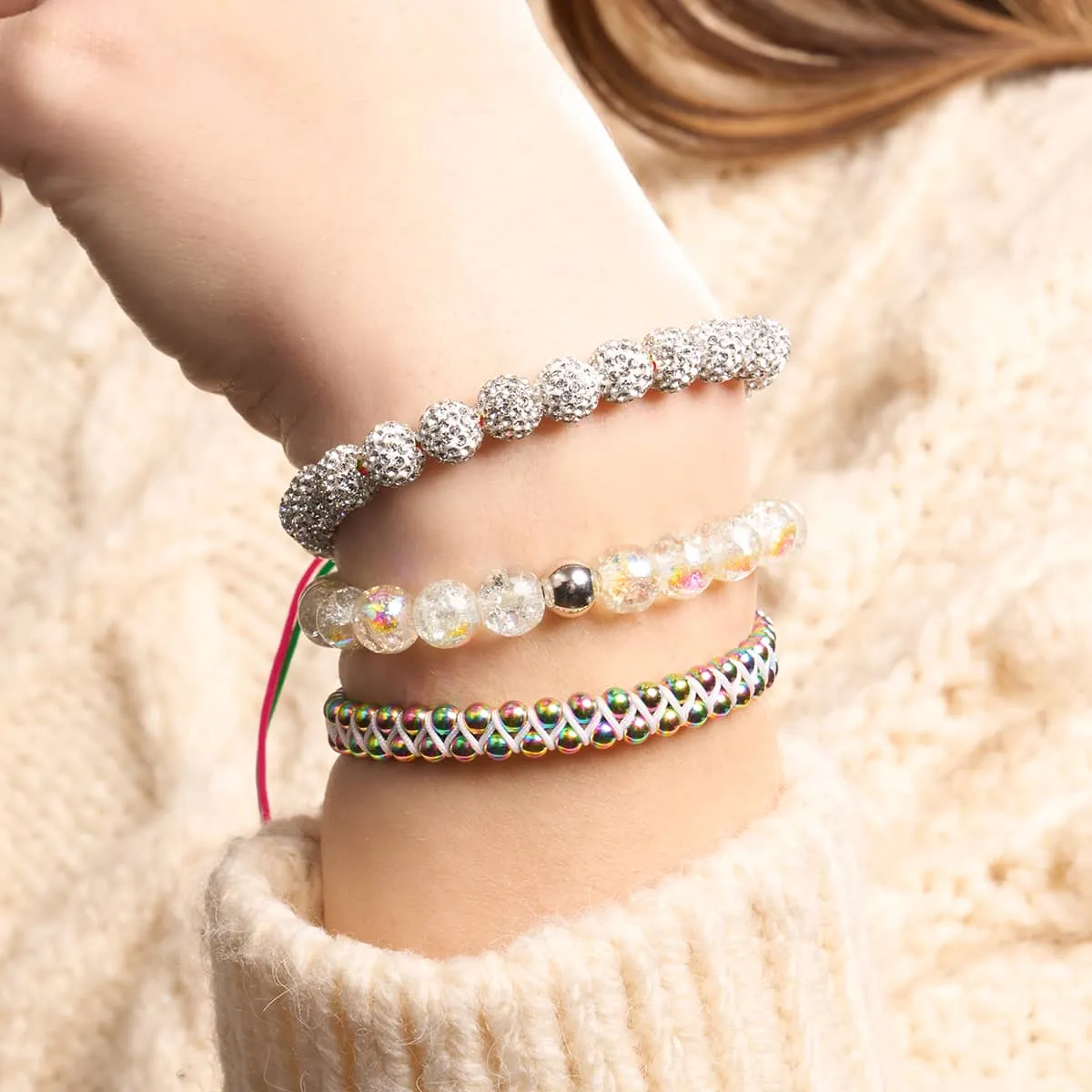 Winter White Crystal | Silver x Spectrum | Kikiballa Bracelet