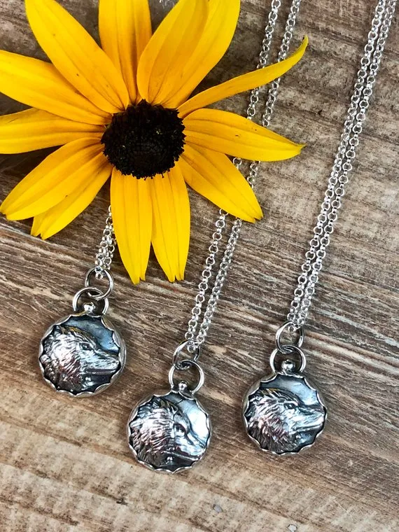 Wolf Spirit Animal Hand Cast Necklace