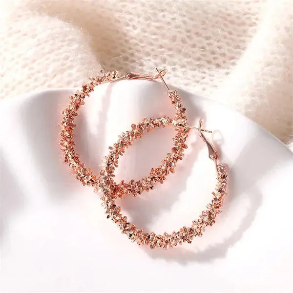 Women Gold Round Pearl Earrings Set