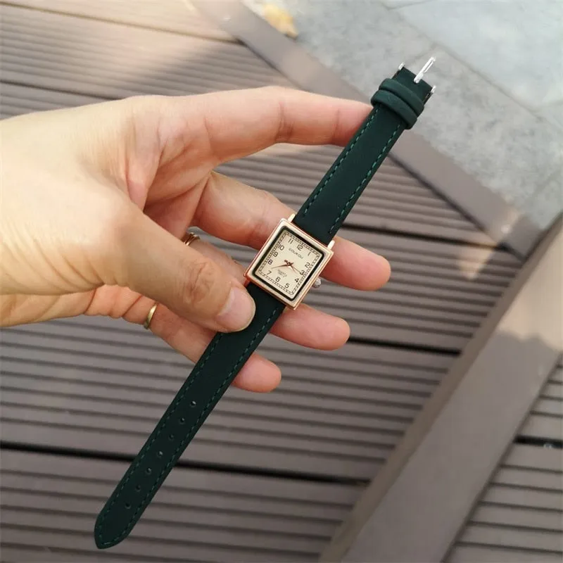 Women's Square Dial Leather Strap Watches