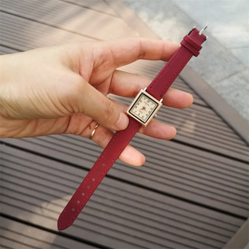 Women's Square Dial Leather Strap Watches