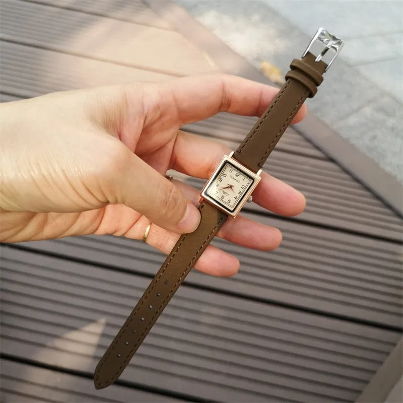 Women's Square Dial Leather Strap Watches