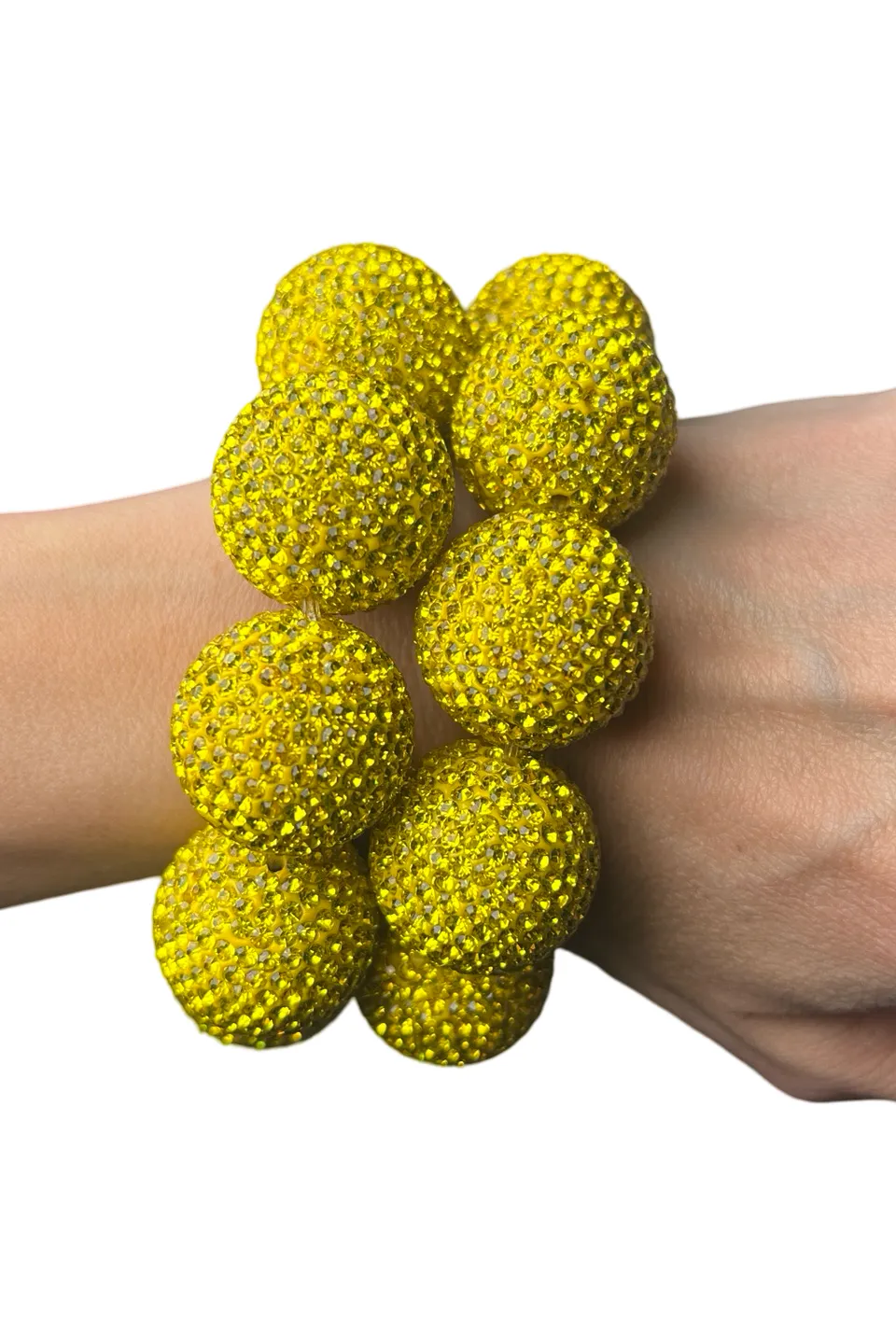 Yellow Crystal Sphere Stretch Statement Bracelet