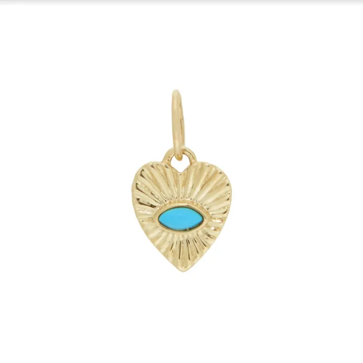 Zahava Heirlooms Mini Turquoise Sunbeam Heart Necklace