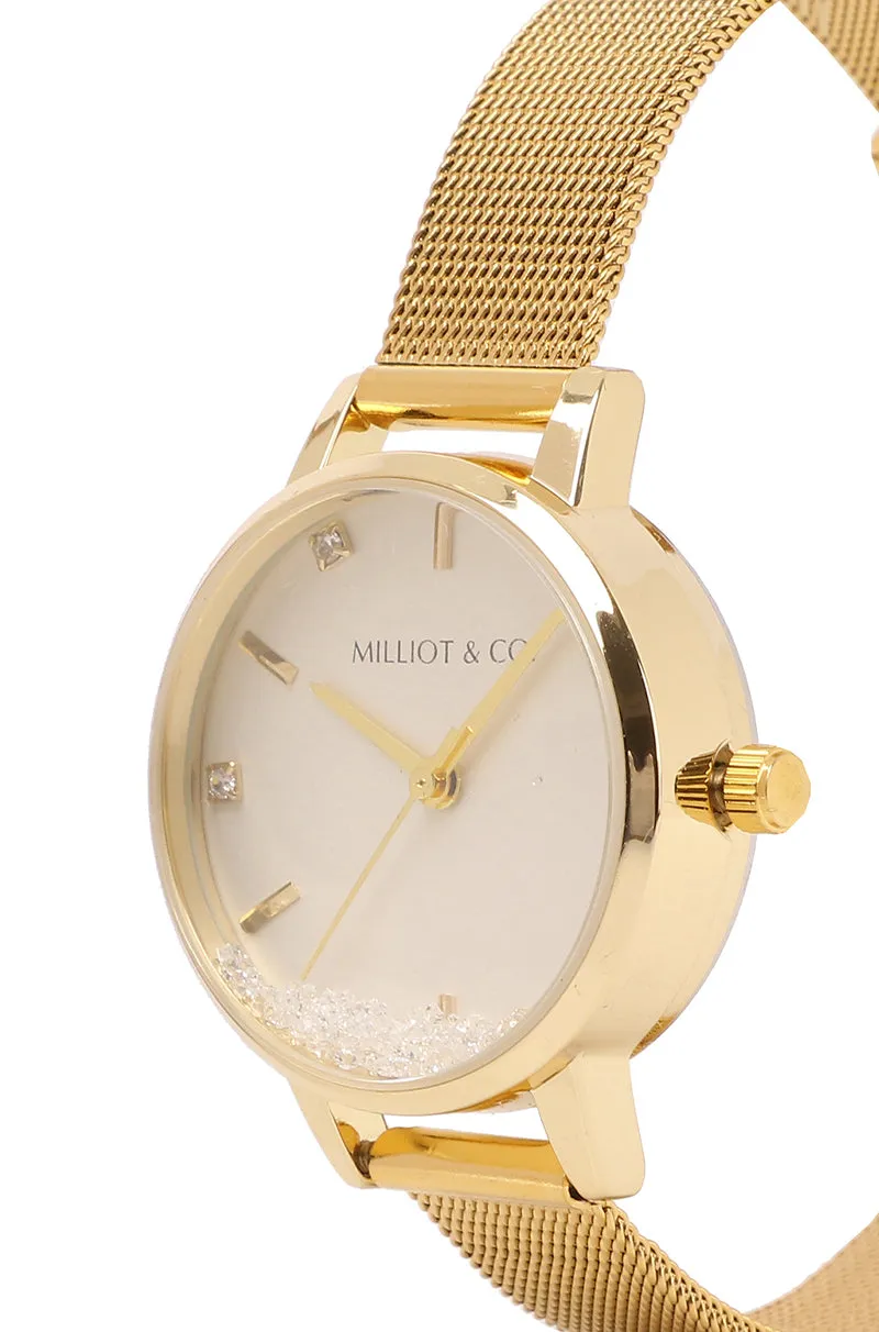 Zoey Gold Mesh Strap Watch (Gold)
