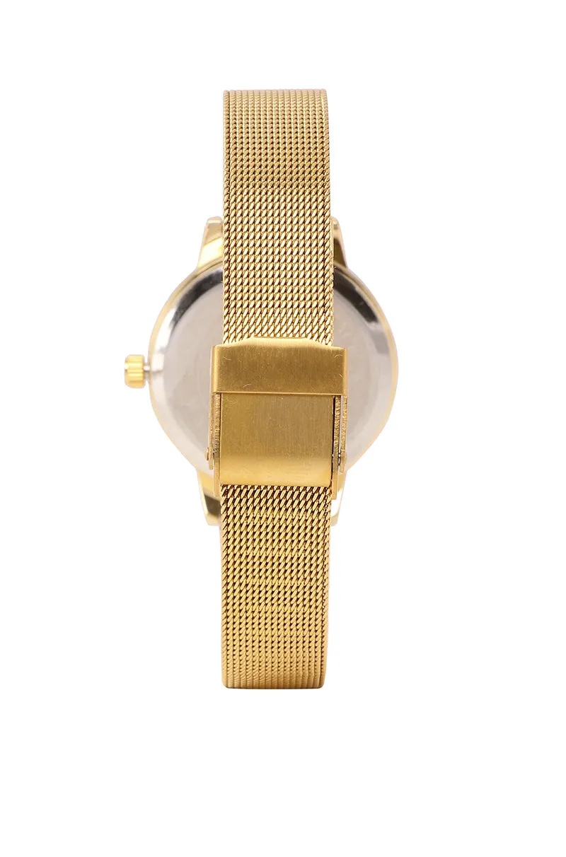 Zoey Gold Mesh Strap Watch (Gold)